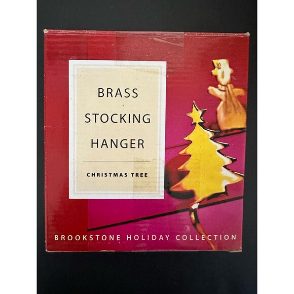 Brookstone Solid Brass Tree Christmas Stocking Hanger Holder - Picture 3 of 4